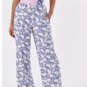 Sanrio White and Blue Hello Kitty Wide-Leg Pajama Pants, new without tag